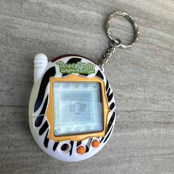 2004 Tamagotchi Connection V3 Zebra Stripes Used Works Missing Button FPOR